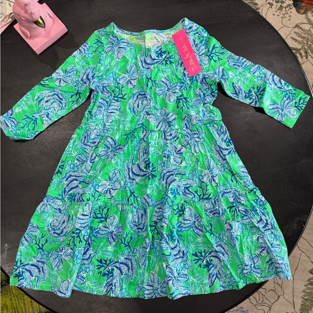 🆕🏝️💙Lilly Pulitzer💙🏝️Girls Mini Geanna Dress Dress in Keeping it Reel Size 8-10